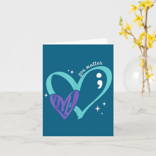You Suicide Prevention Awareness Teal &amp; Purple カード (黄色い花)