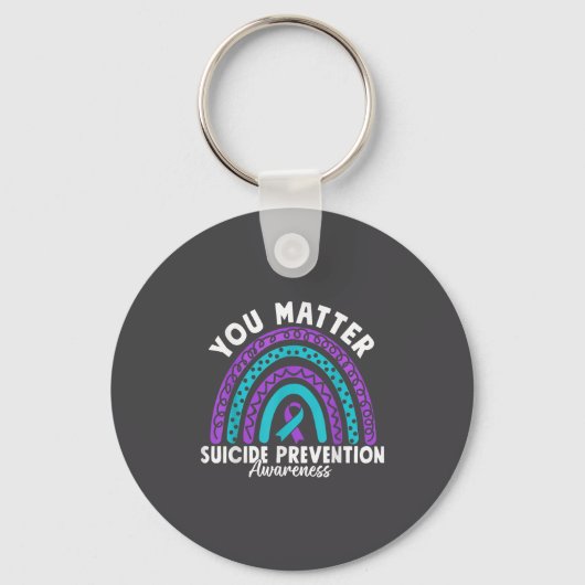 You Suicide Prevention Awareness Teal &amp; Purple キーホルダー (正面)