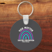 You Suicide Prevention Awareness Teal &amp; Purple キーホルダー (正面)