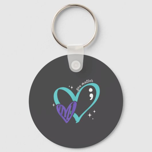 You Suicide Prevention Awareness Teal &amp; Purple キーホルダー (正面)