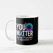 You Suicide Prevention Awareness Teal &amp; Purple コーヒーマグカップ (左)