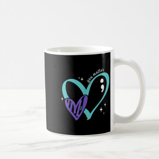 You Suicide Prevention Awareness Teal & Purple コーヒーマグカップ (右)