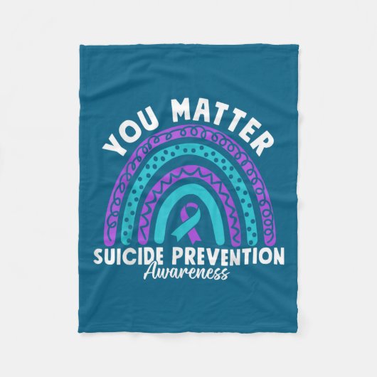 You Suicide Prevention Awareness Teal &amp; Purple フリースブランケット (正面)