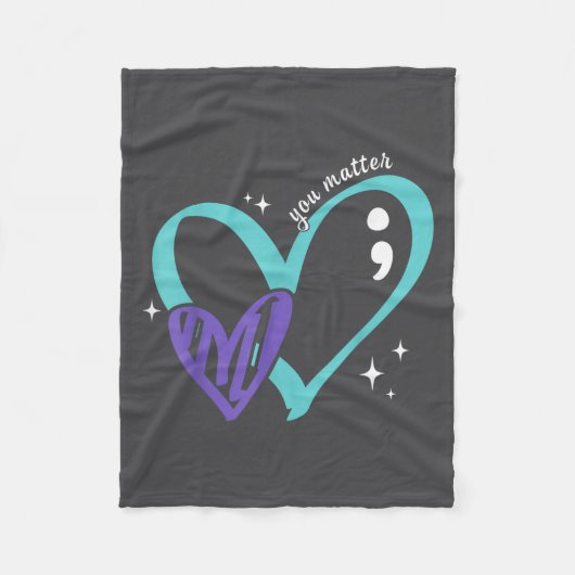 You Suicide Prevention Awareness Teal &amp; Purple フリースブランケット (正面)