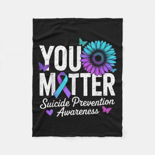 You Suicide Prevention Awareness Teal &amp; Purple フリースブランケット (正面)