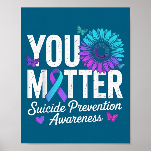 You Suicide Prevention Awareness Teal &amp; Purple ポスター (正面)