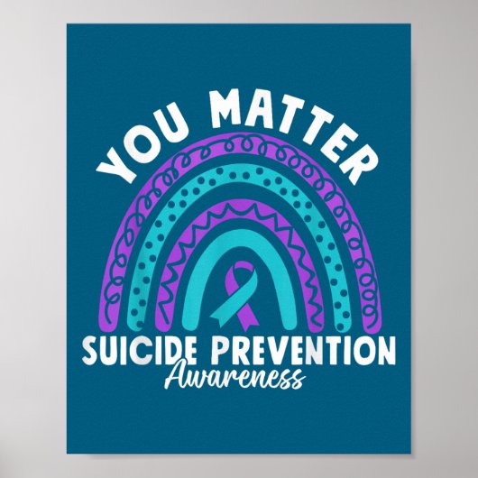 You Suicide Prevention Awareness Teal & Purple ポスター (正面)