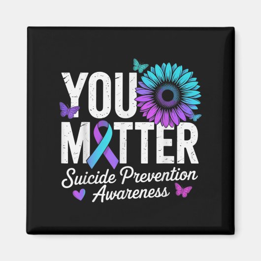 You Suicide Prevention Awareness Teal &amp; Purple マグネット (正面)
