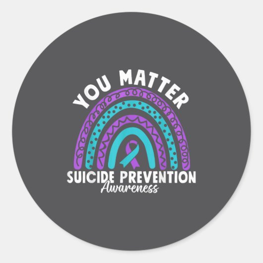You Suicide Prevention Awareness Teal &amp; Purple ラウンドシール (正面)