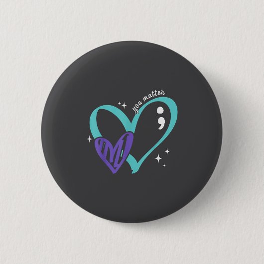 You Suicide Prevention Awareness Teal &amp; Purple 缶バッジ (正面)
