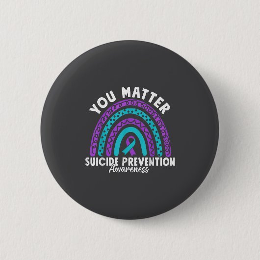 You Suicide Prevention Awareness Teal &amp; Purple 缶バッジ (正面)