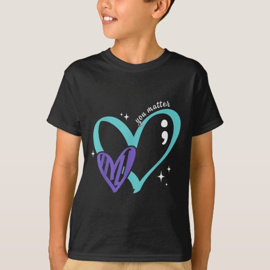 You Suicide Prevention Awareness Teal &amp; Purple Tシャツ (正面)