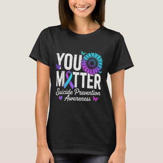 You Suicide Prevention Awareness Teal &amp; Purple Tシャツ (正面)