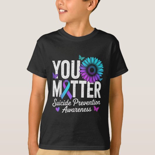 You Suicide Prevention Awareness Teal &amp; Purple Tシャツ (正面)