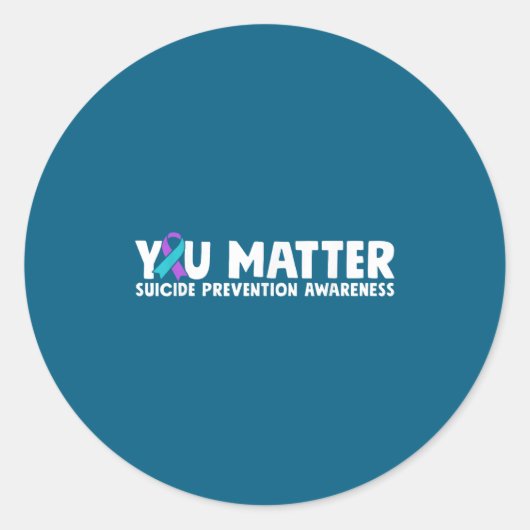 You Suicide Prevention Awareness Teal Purple  ラウンドシール (正面)