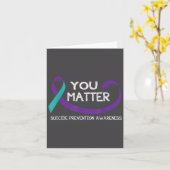 You Suicide Prevention Awareness Teal Purple Hand  カード (黄色い花)