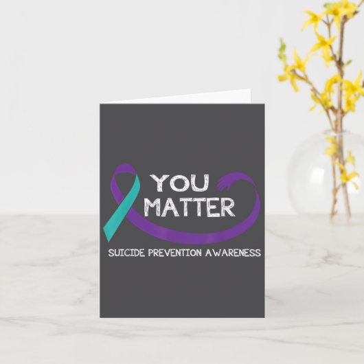You Suicide Prevention Awareness Teal Purple Hand  カード (黄色い花)