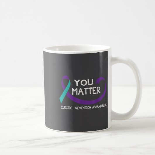 You Suicide Prevention Awareness Teal Purple Hand コーヒーマグカップ (右)