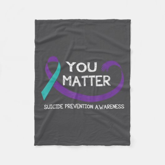 You Suicide Prevention Awareness Teal Purple Hand  フリースブランケット (正面)