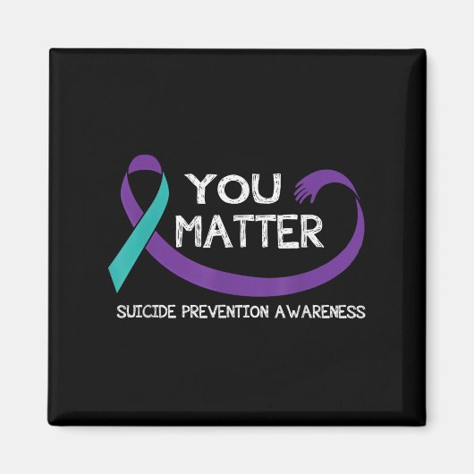 You Suicide Prevention Awareness Teal Purple Hand  マグネット (正面)