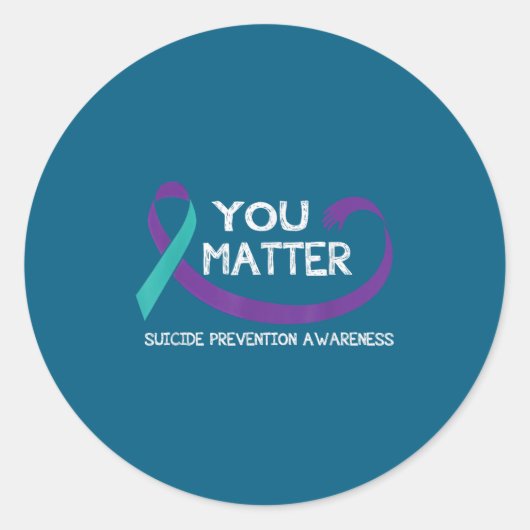 You Suicide Prevention Awareness Teal Purple Hand  ラウンドシール (正面)