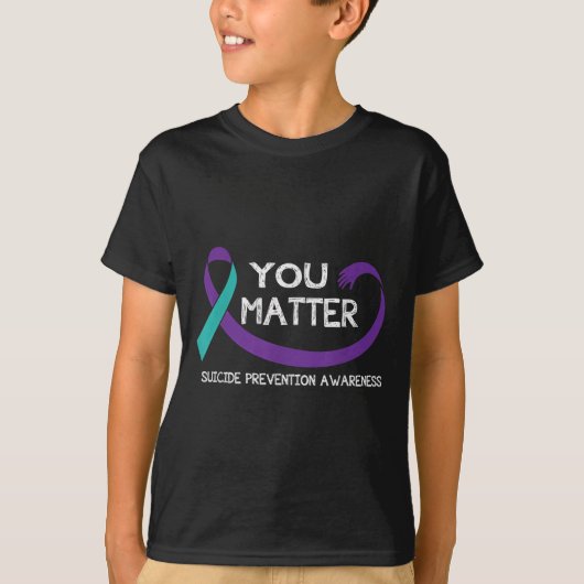 You Suicide Prevention Awareness Teal Purple Hand  Tシャツ (正面)