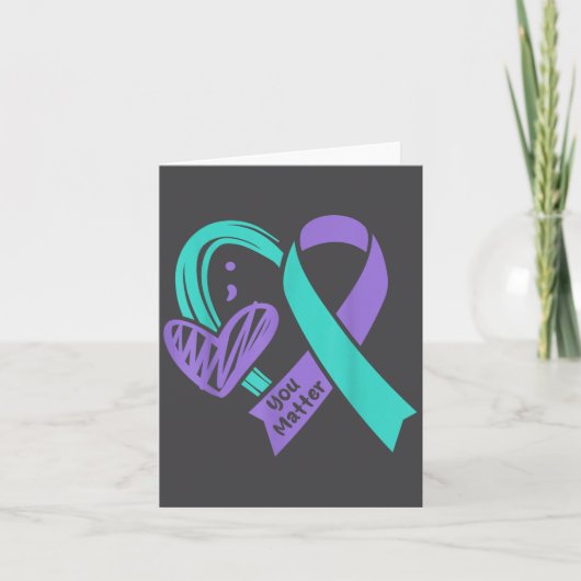 You Suicide Prevention Awareness Teal Purple Heart カード (正面)