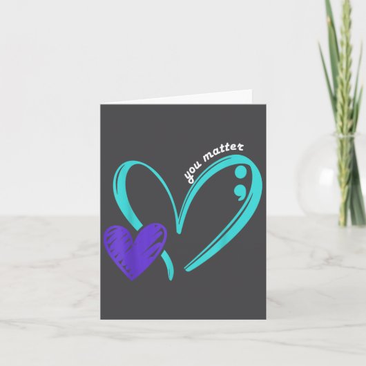 You Suicide Prevention Awareness Teal Purple Heart カード (正面)