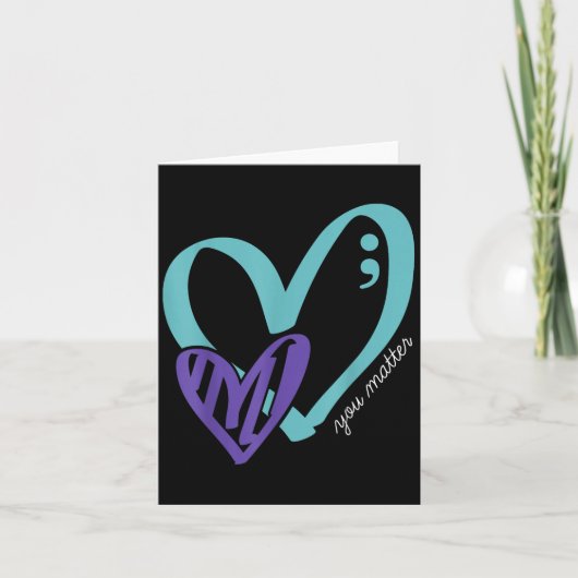 You Suicide Prevention Awareness Teal Purple Heart カード (正面)