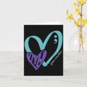 You Suicide Prevention Awareness Teal Purple Heart カード (黄色い花)