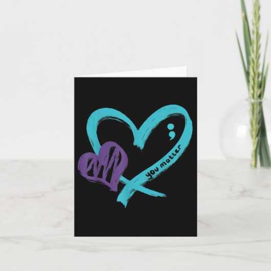 You Suicide Prevention Awareness Teal Purple Heart カード (正面)