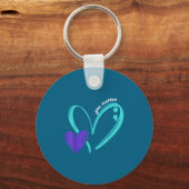 You Suicide Prevention Awareness Teal Purple Heart キーホルダー (正面)