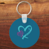 You Suicide Prevention Awareness Teal Purple Heart キーホルダー (正面)