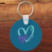 You Suicide Prevention Awareness Teal Purple Heart キーホルダー (正面)