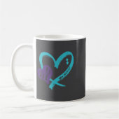 You Suicide Prevention Awareness Teal Purple Heart コーヒーマグカップ (左)