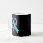 You Suicide Prevention Awareness Teal Purple Heart コーヒーマグカップ (正面左)