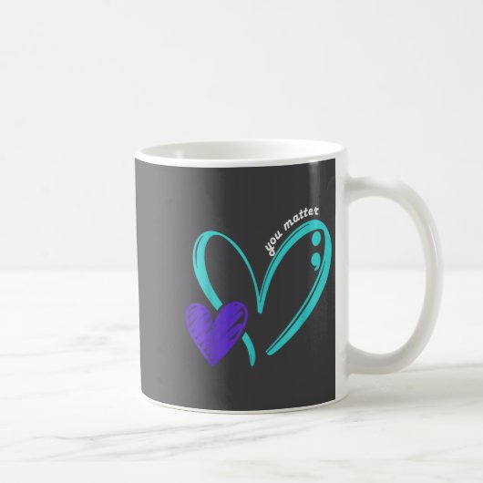 You Suicide Prevention Awareness Teal Purple Heart コーヒーマグカップ (右)
