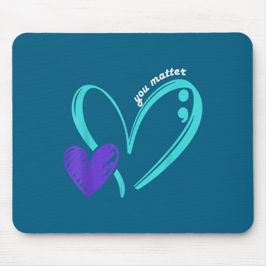 You Suicide Prevention Awareness Teal Purple Heart マウスパッド (正面)