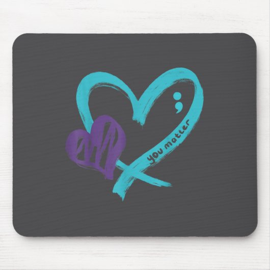 You Suicide Prevention Awareness Teal Purple Heart マウスパッド (正面)