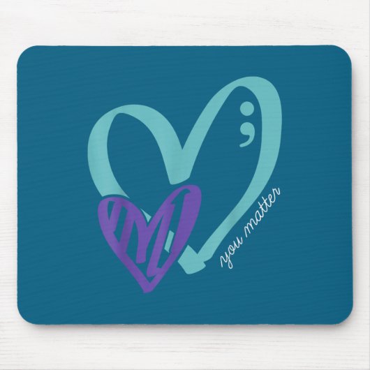 You Suicide Prevention Awareness Teal Purple Heart マウスパッド (正面)