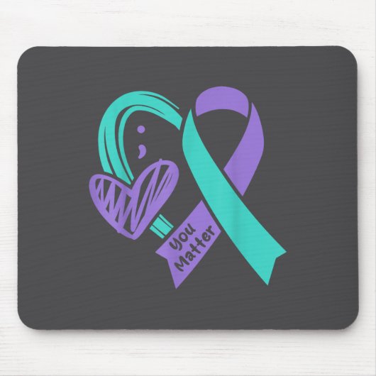 You Suicide Prevention Awareness Teal Purple Heart マウスパッド (正面)