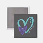 You Suicide Prevention Awareness Teal Purple Heart マグネット (正面/裏面)