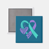 You Suicide Prevention Awareness Teal Purple Heart マグネット (正面/裏面)