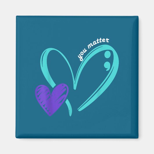 You Suicide Prevention Awareness Teal Purple Heart マグネット (正面)