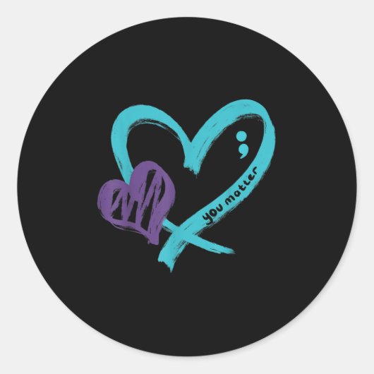 You Suicide Prevention Awareness Teal Purple Heart ラウンドシール (正面)