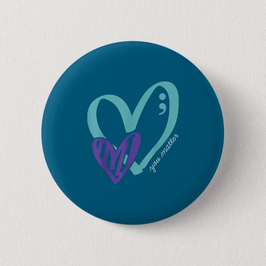 You Suicide Prevention Awareness Teal Purple Heart 缶バッジ (正面)