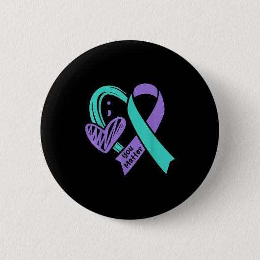 You Suicide Prevention Awareness Teal Purple Heart 缶バッジ (正面)