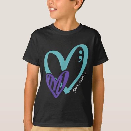 You Suicide Prevention Awareness Teal Purple Heart Tシャツ (正面)