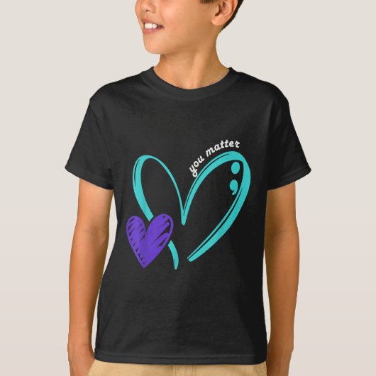You Suicide Prevention Awareness Teal Purple Heart Tシャツ (正面)