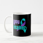 You Suicide Prevention Awareness Teal Purple Rainb コーヒーマグカップ (左)